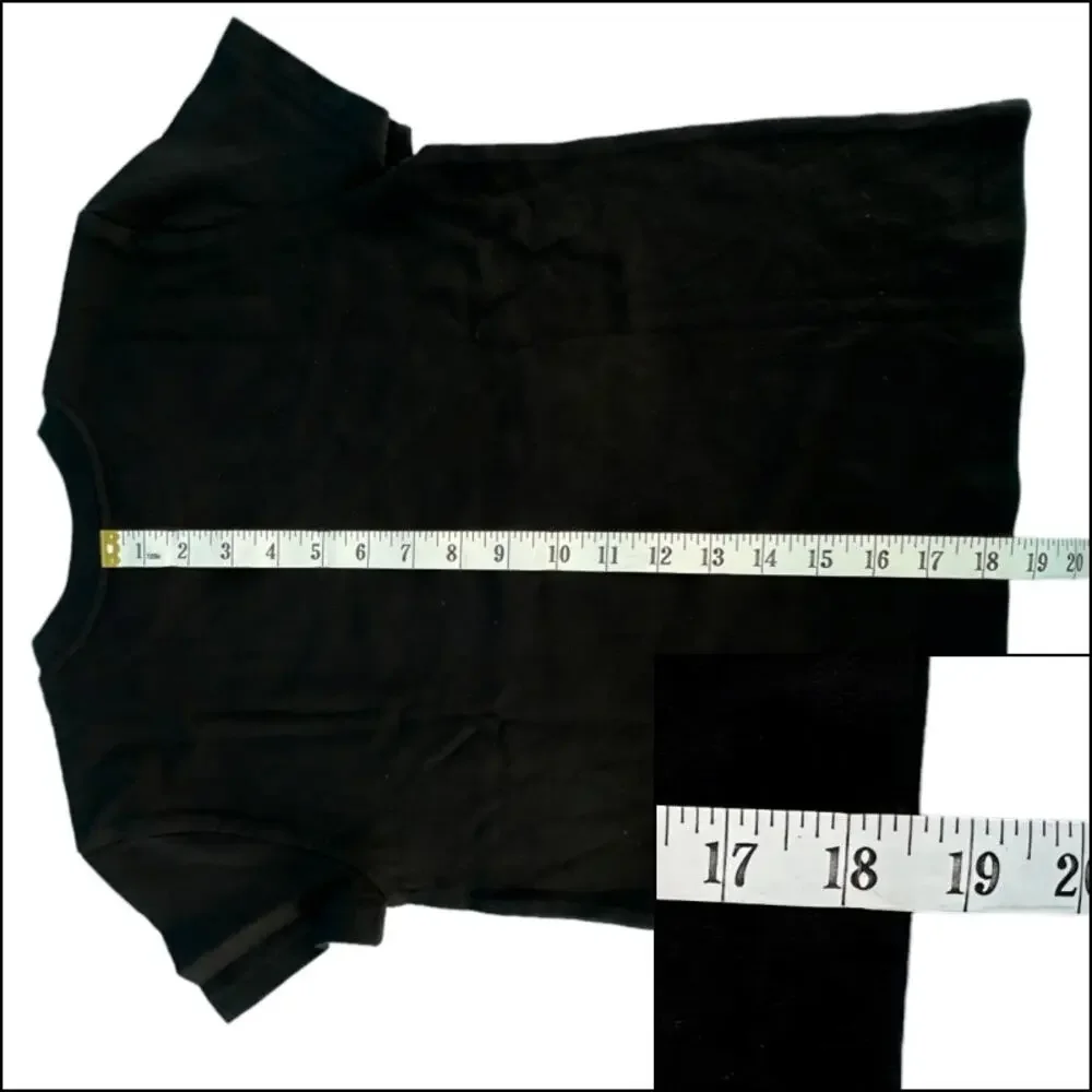 Unisex Kids Tee Shirt Top Crew Neck Short Sleeves No Tags Solid Basic Black